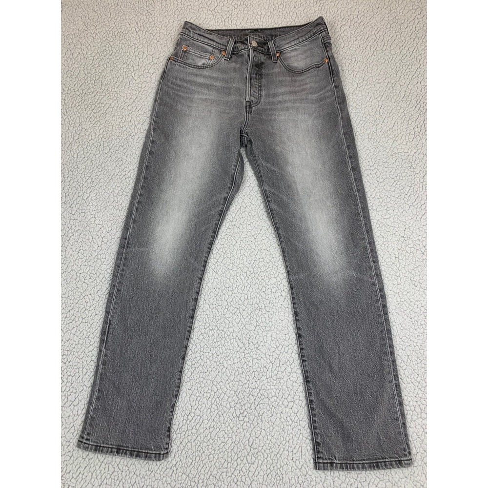 Levi's 501 Original Jeans Womens 29x30 Gray Straight Leg Stretch‎ 12501-0447